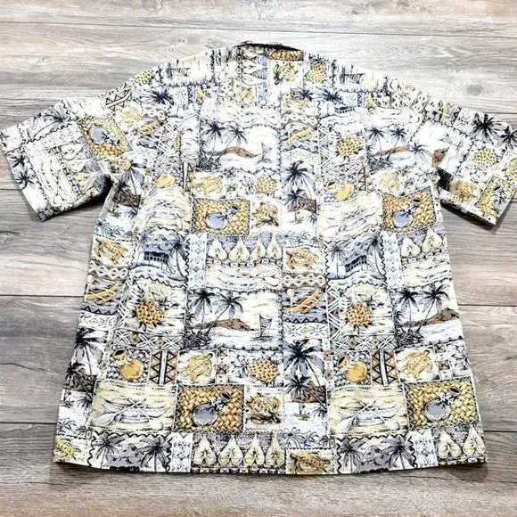 Ho Aloha Mens Medium Short Sleeve Shirt Hawaiian Vacation Beach Island Casual - Picture 8 of 10